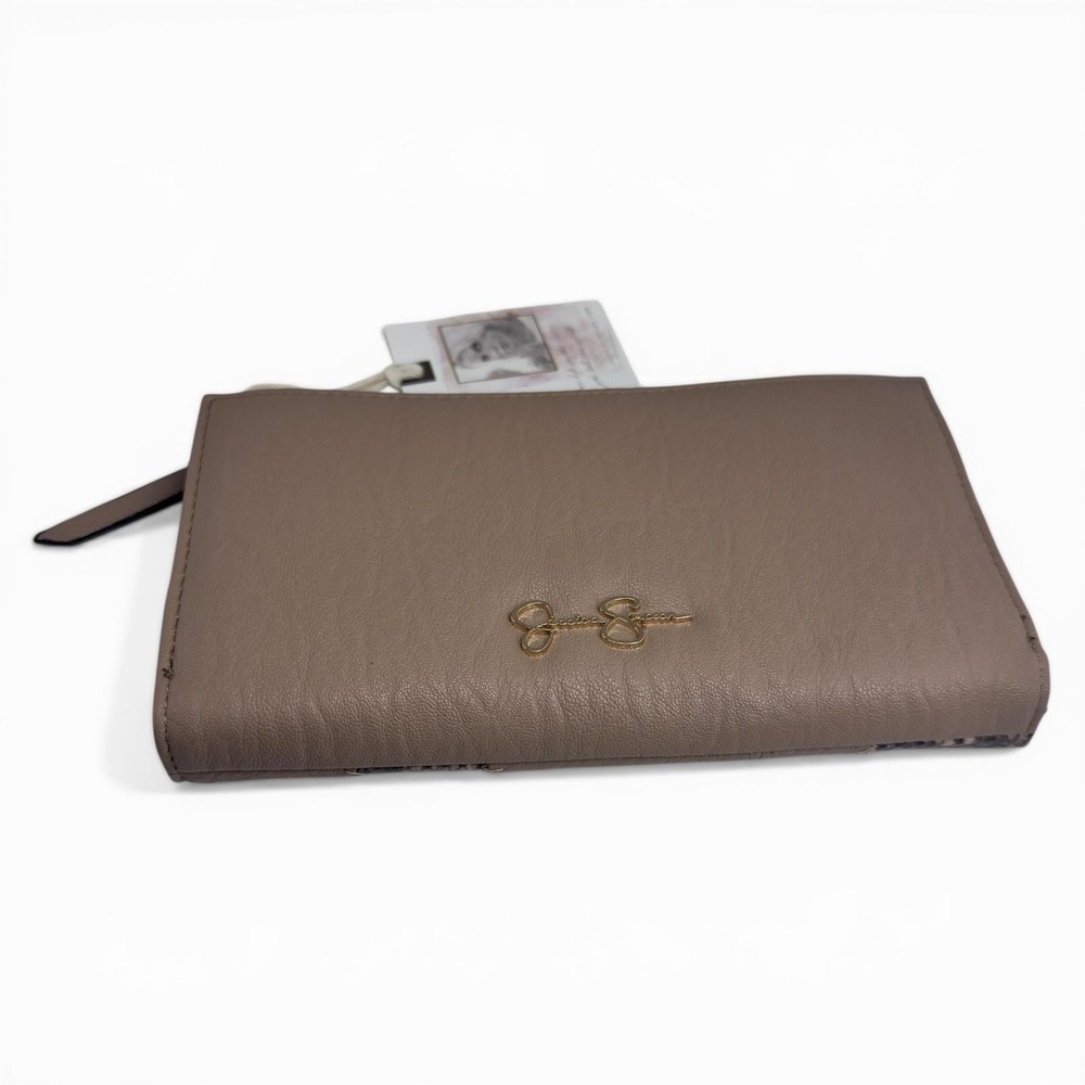 Jessica Simpson Wallet Womens Brown Zip Around Snake Faux Leather Organizer